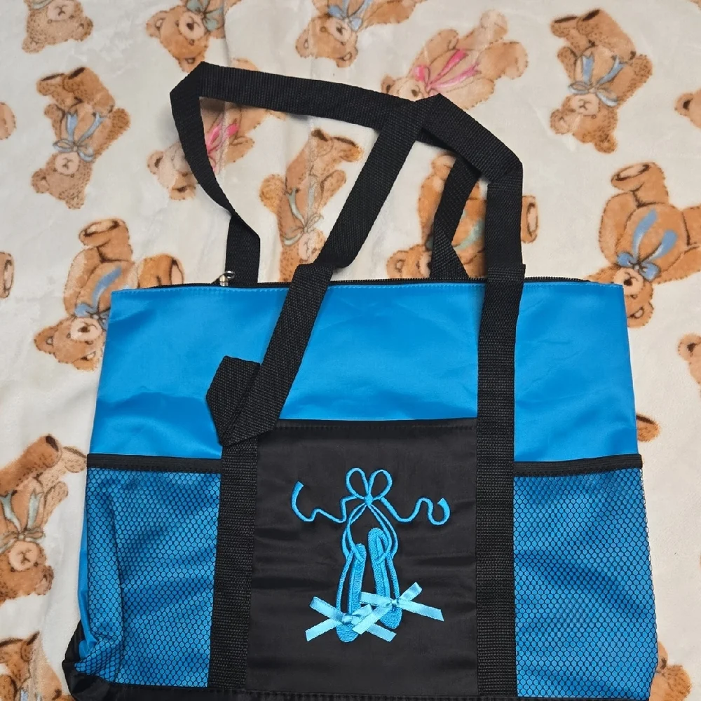 Blue and Black Tote Bag